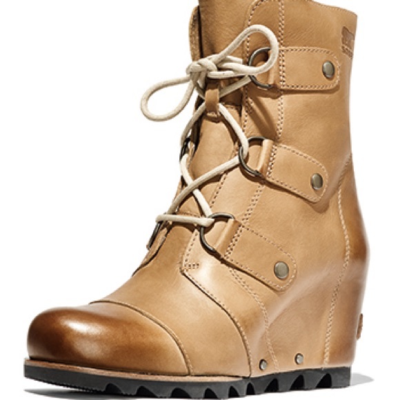 Sorel Shoes Sorel Joan Of Arc Il Camel Nubuck Leather Laced Wedge Heel Ankle Boots Poshmark